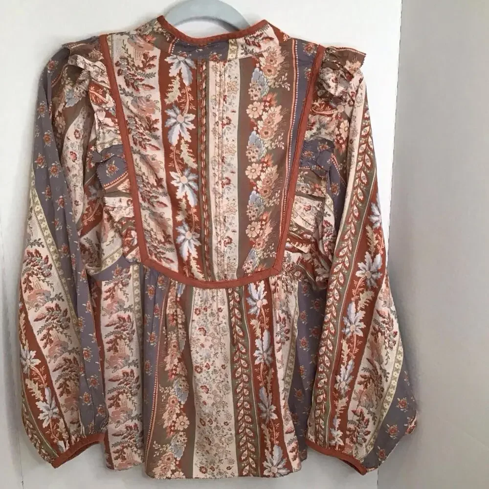 NWT - Faherty Sparrow Long Sleeve Blouse Ashord Print Size XS - Picture 3 of 8